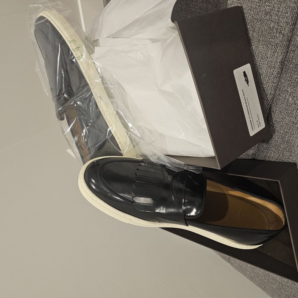 Brand New Hand Made In Italy Men's Black Leather Loafers. Size 13M